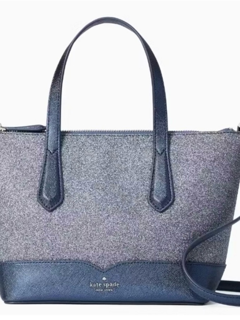 kate spade navy glitter and leather tote